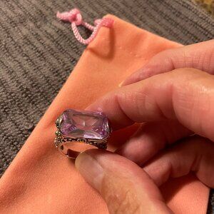 Silver Filigree Ring with Lavender stone Sz 6